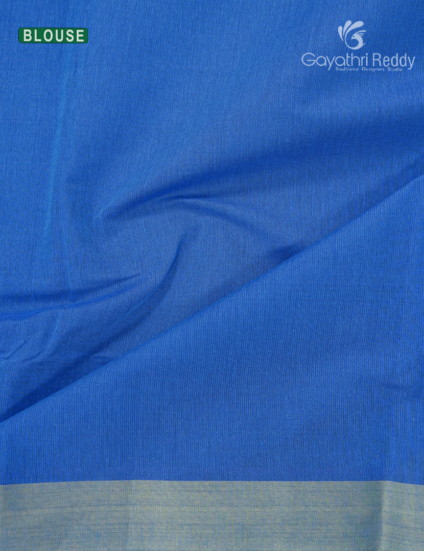 Pure Handloom Cotton Saree in Blue and Magenta