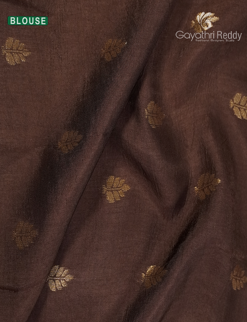 Semi Mysore Crepe Saree in Mustard and Brown