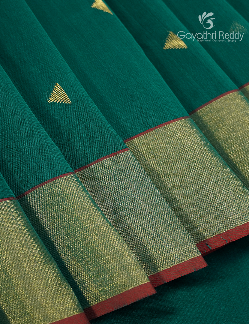 Pure Chanderi Sico Saree in Deep Rama Green