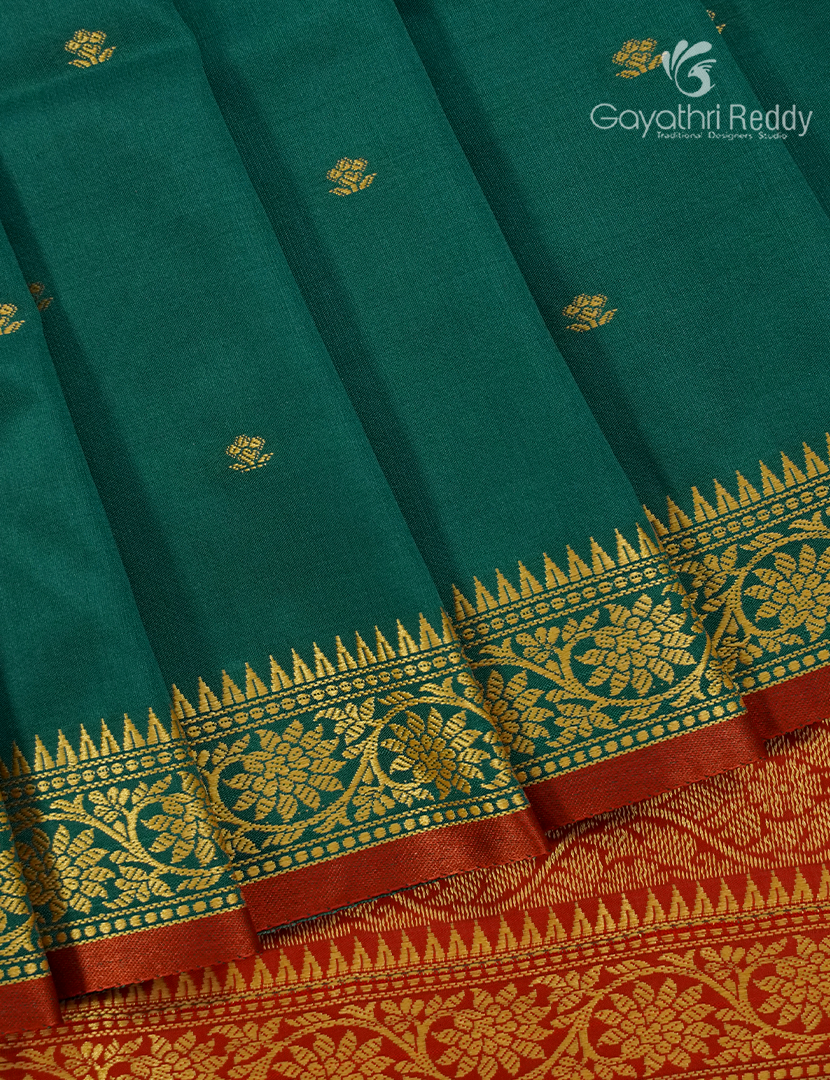 Semi Katan Silk Saree in Deep Rama Green