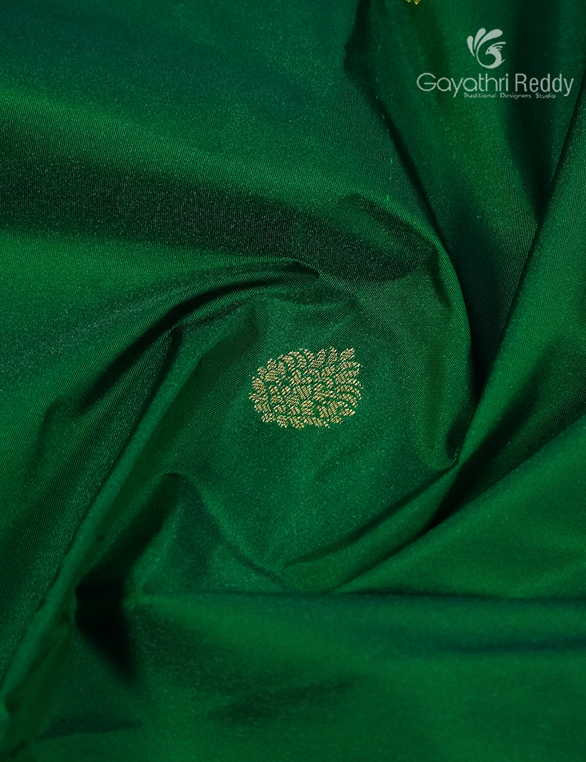 Semi Kanchipuram Silk Saree in Deep Green and Rose Pink