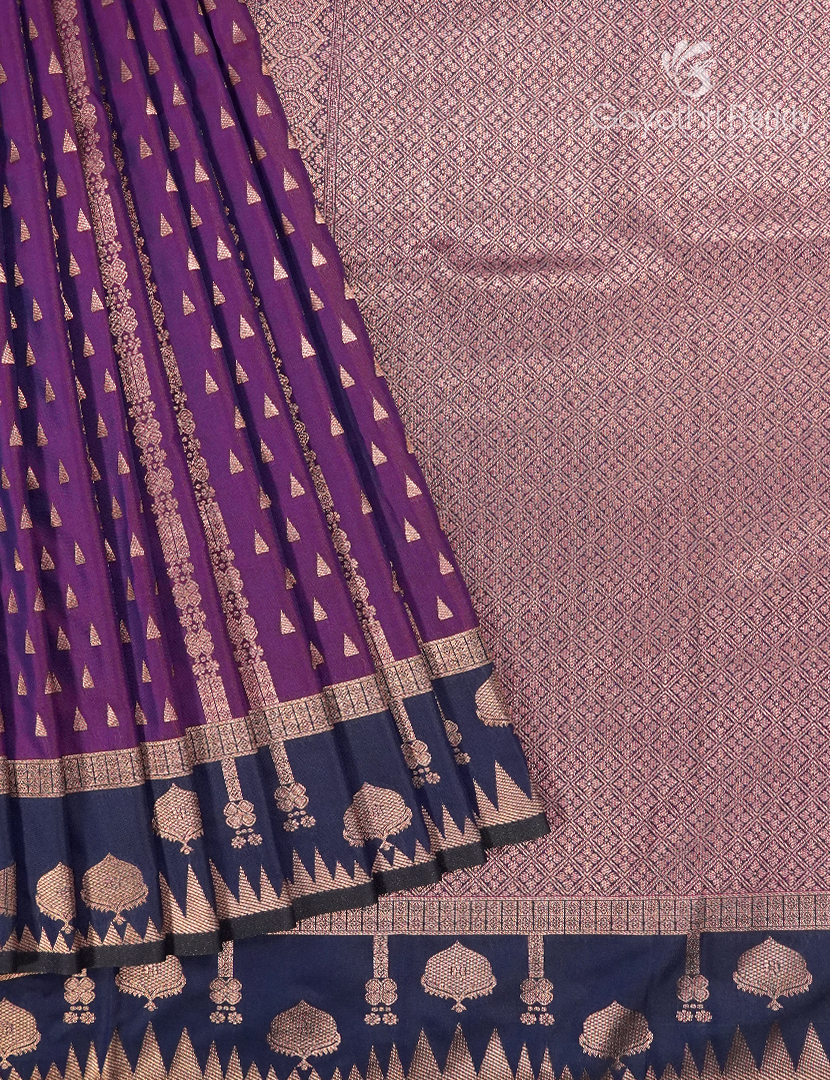 Semi Kanchipuram Art Silk Saree in Purple