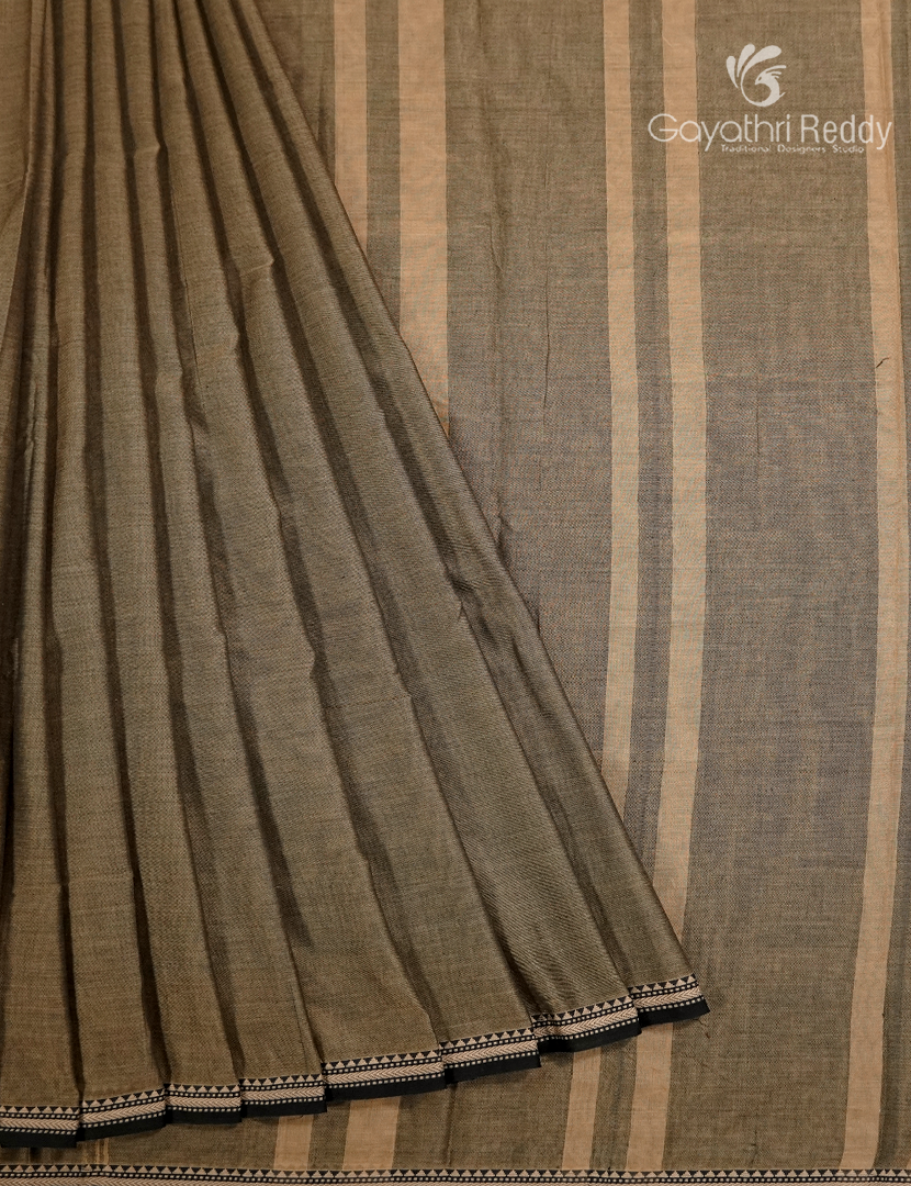 Pure Narayanpet Cotton Saree in Olive Green
