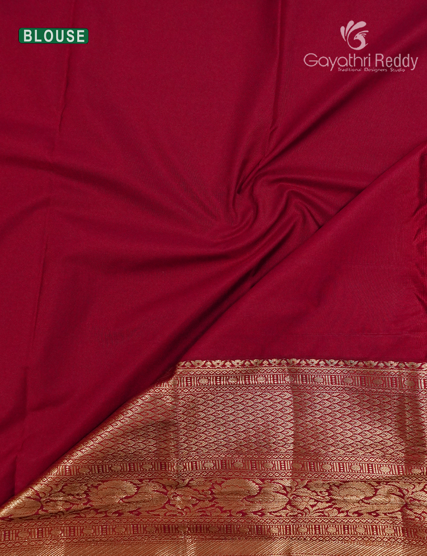 Semi Kanchipuram Silk Saree in Golden Beige and Maroon