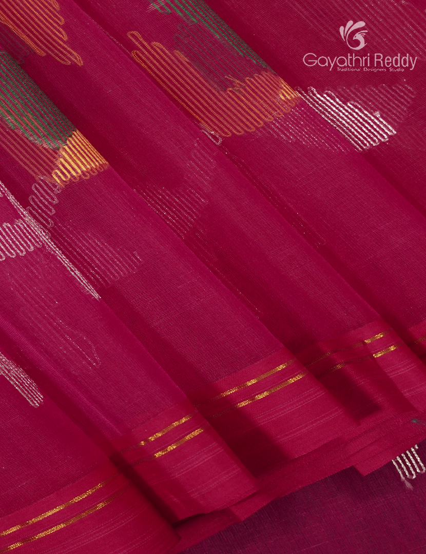 Pure Jamdani Kora Saree in RaniPink