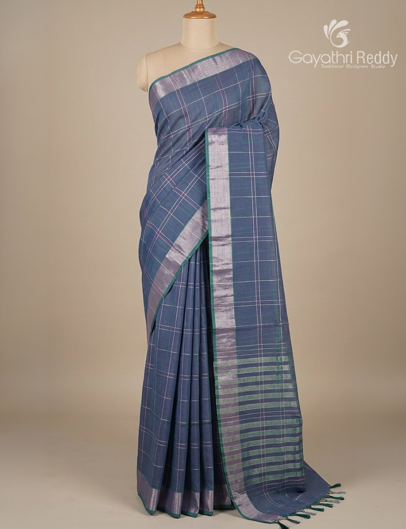 Pure Kanchi Cotton Saree in Grey