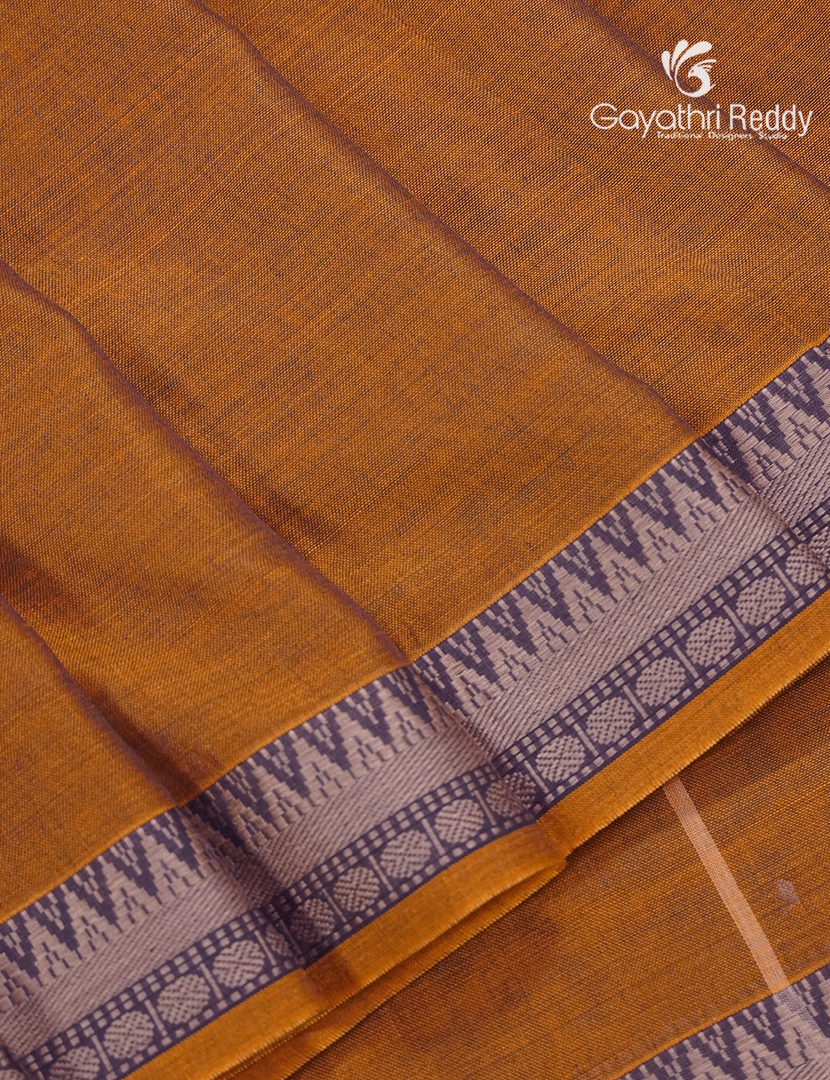 Pure Narayanpet Cotton Saree in Deep Mustard