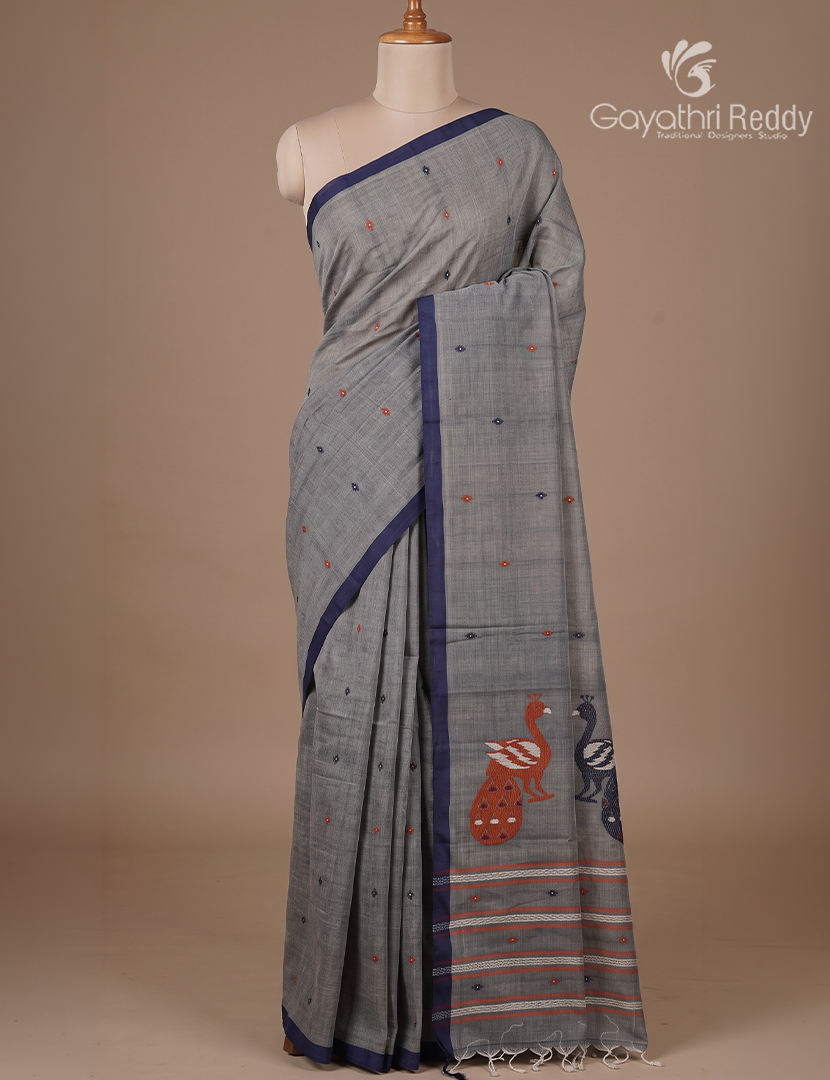 Jamdani Cotton Saree in Grey