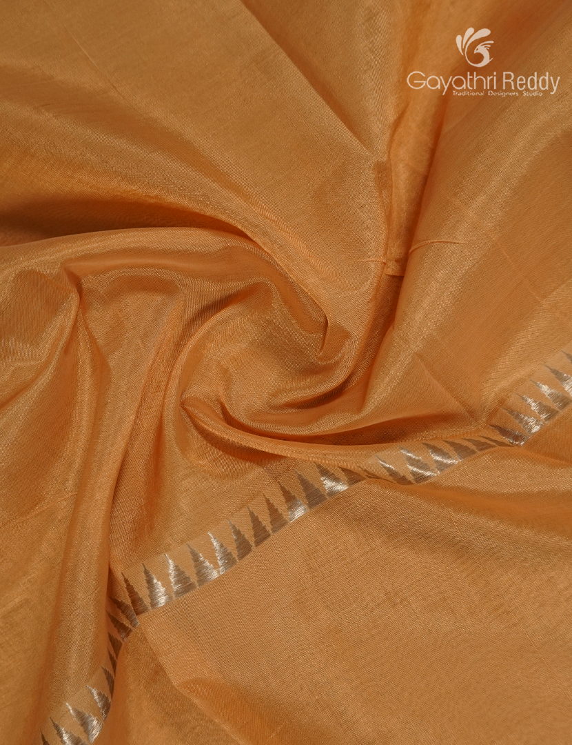 Pure Mangalagiri Langa Voni Set in Apricot Orange
