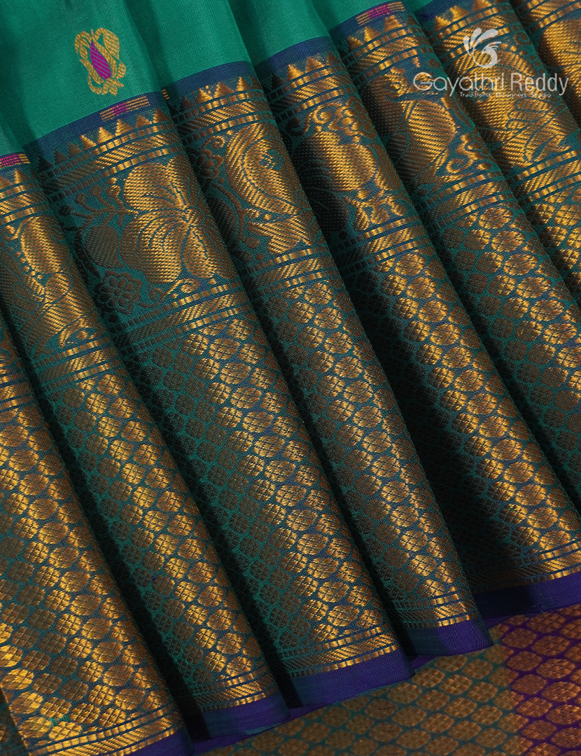 Pure Uppada Silk Saree in Sea Foam Green and Violet