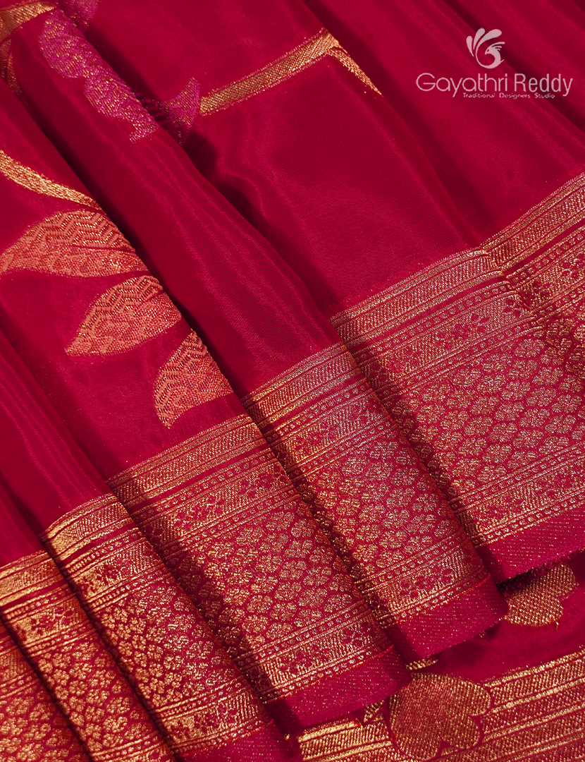 Pure Satin Silk Saree in Rani Pink