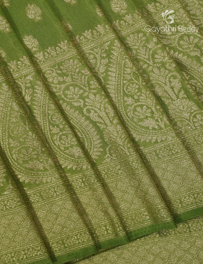 Banaras Georgette Saree in Leaf Green