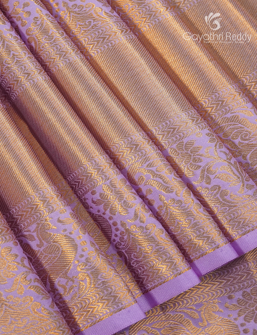 Pure Kanchipuram Silk Bridal Saree in Cream and Lavender