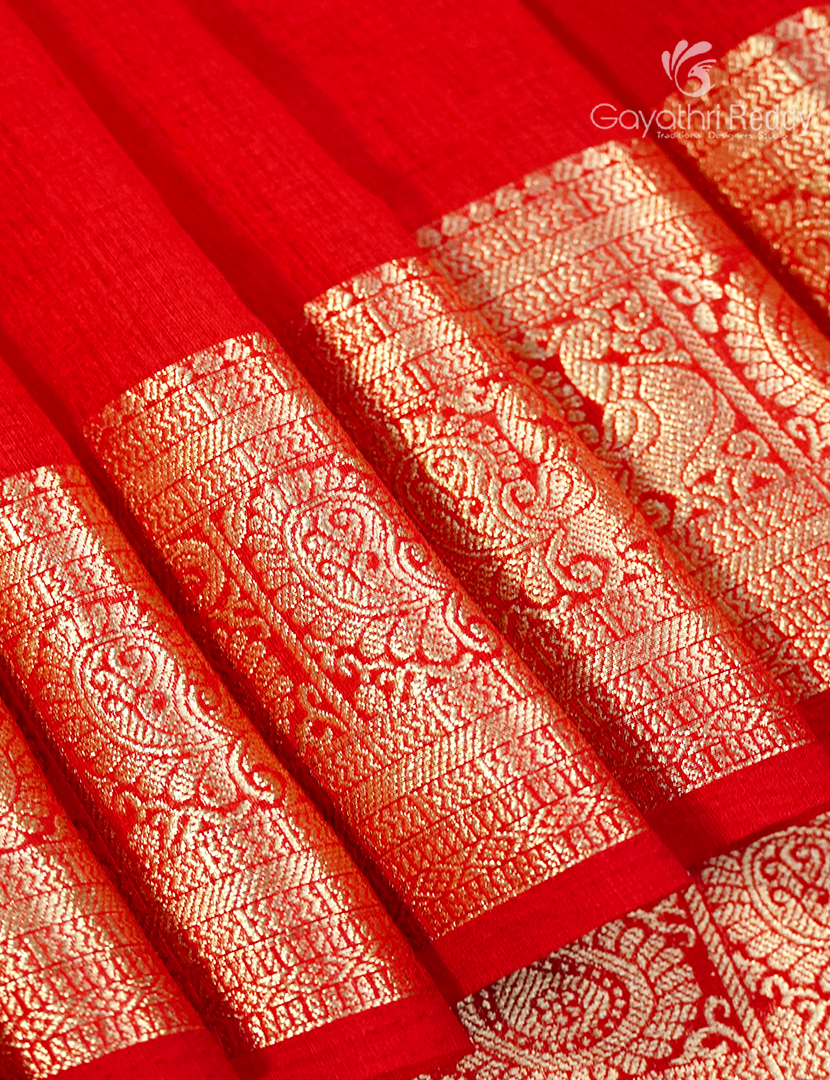 Semi Tussar Saree in Red
