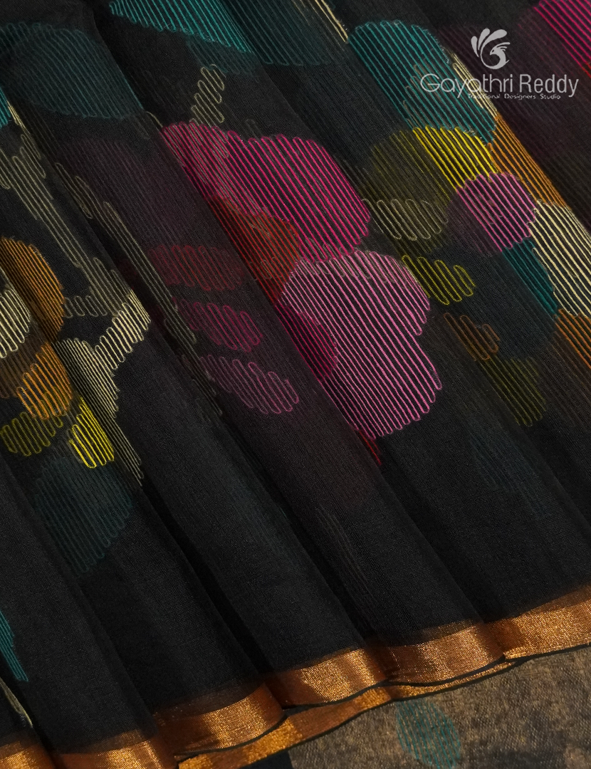 Pure Jamdani Kora Saree in Black