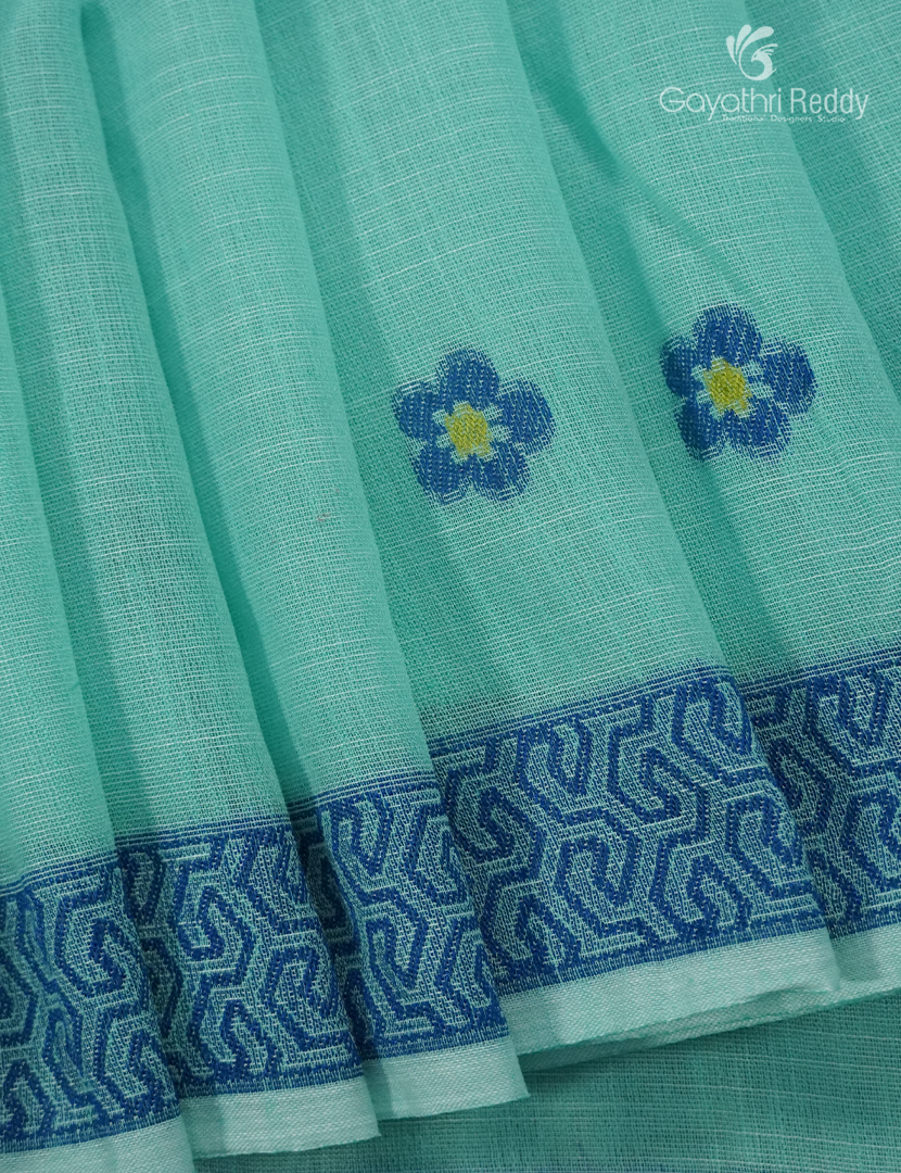 Pure Linen Saree in Sea Foam Green
