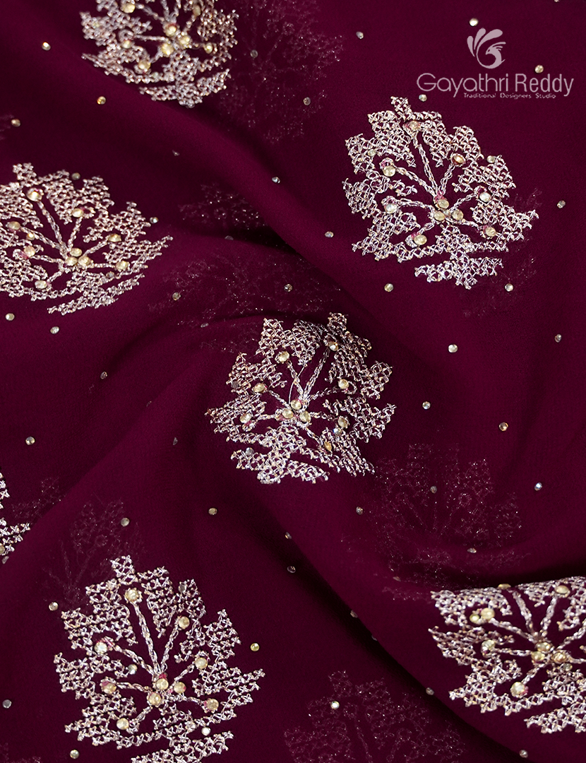 Georgette Fancy Saree in Deep Burgundy