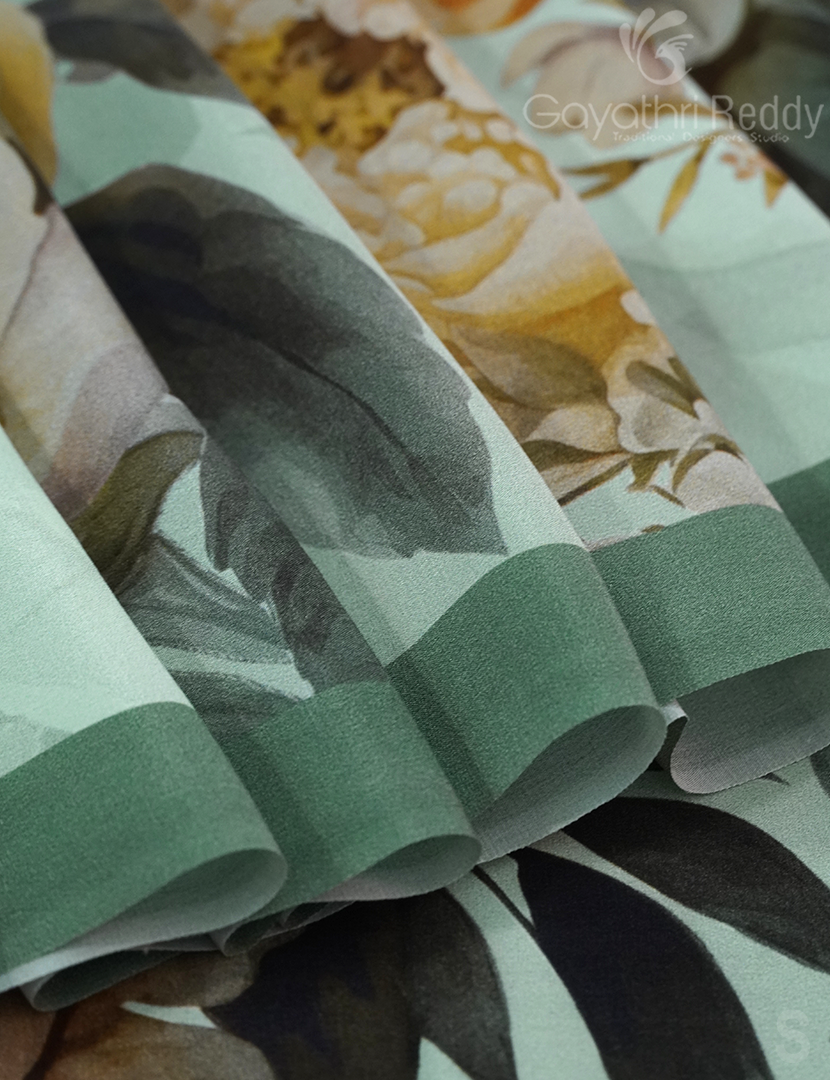 PURE CRAPE PRINTED SAREE-PCP7