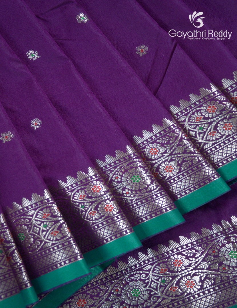 Semi Banaras Katan Silk Saree in Deep Violet