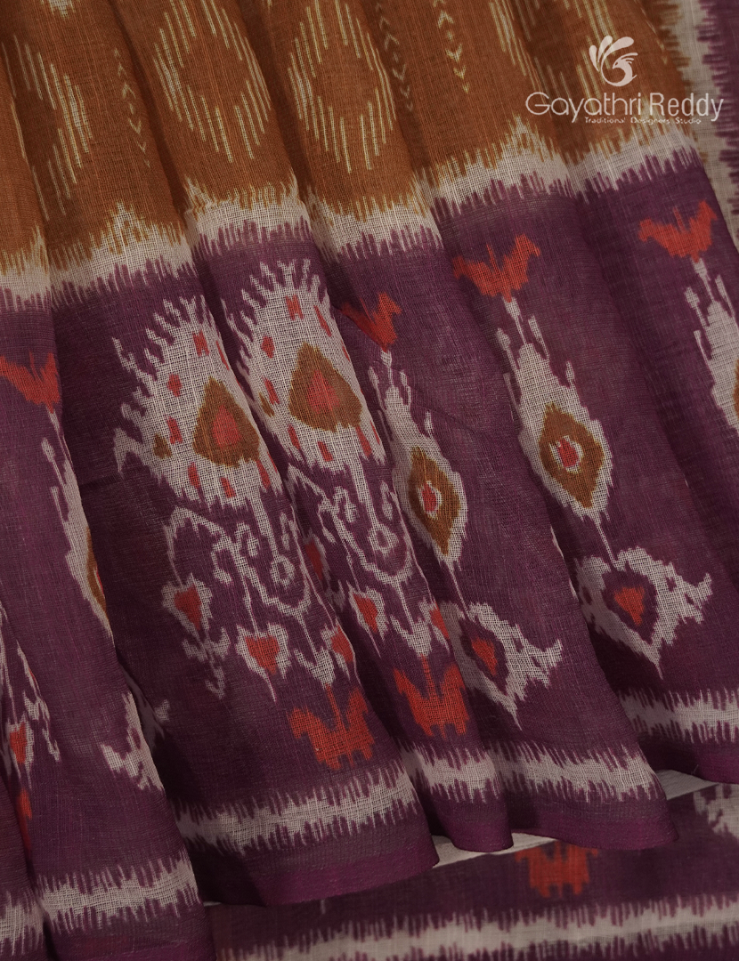 Linen Cotton Saree in Mustard