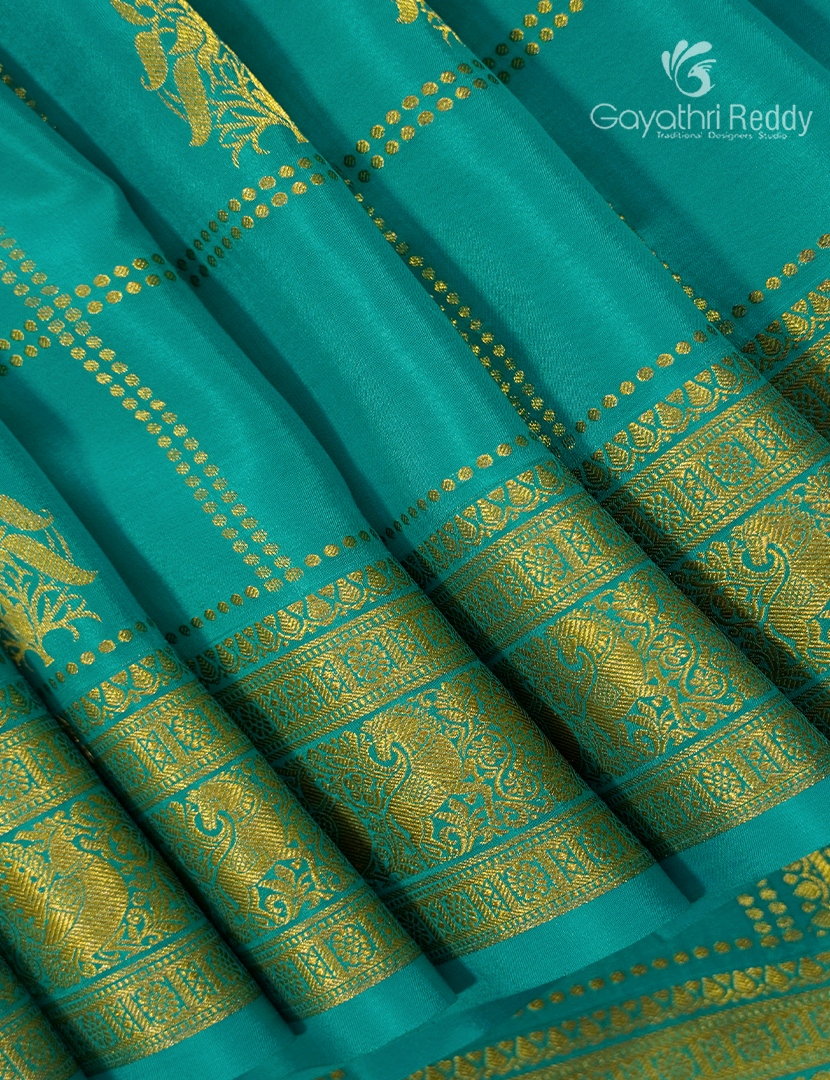 Pure Mysore Silk Saree in Aqua Green