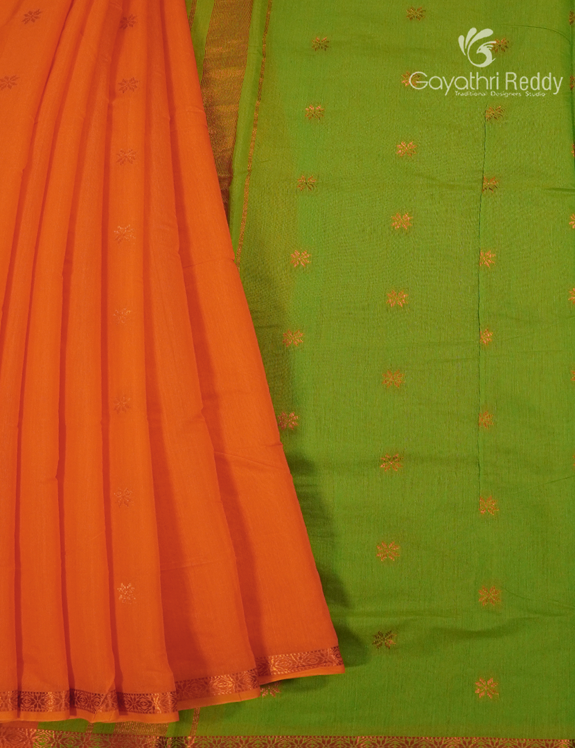 Sico Saree in Orange and Parrot Green