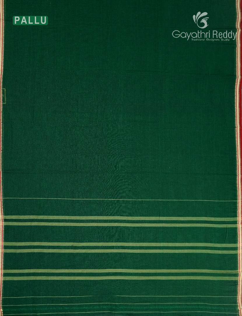 Pure Narayanpet Cotton Saree in Bottle Green