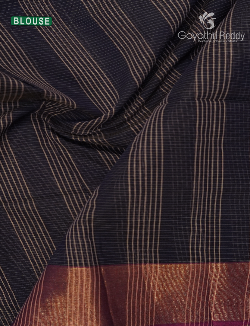 Semi Ikat Sico Saree in Navy Blue
