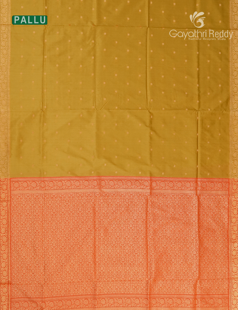 Semi Katan Silk Saree in Light Olive Green