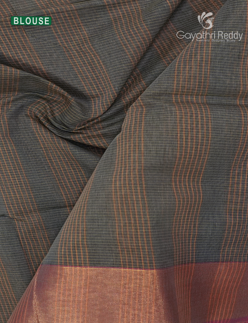Semi Ikat Sico Saree in Olive Grey