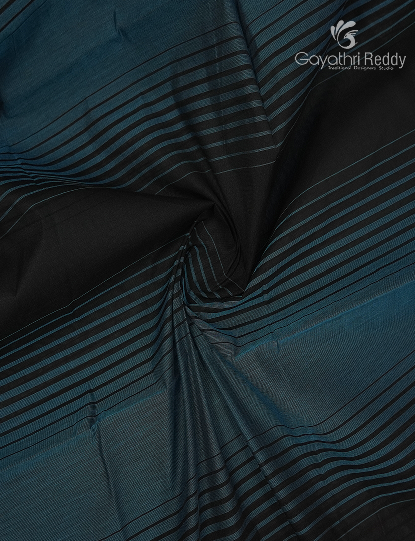 Pure Kanchi Cotton Saree in Blue and Black