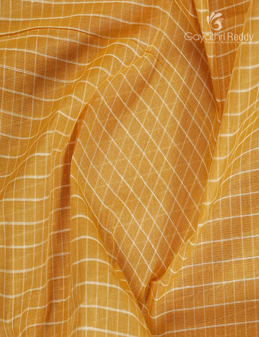 Pure Gadwal Cotton Saree in Sandalwood Yellow and Royal Blue