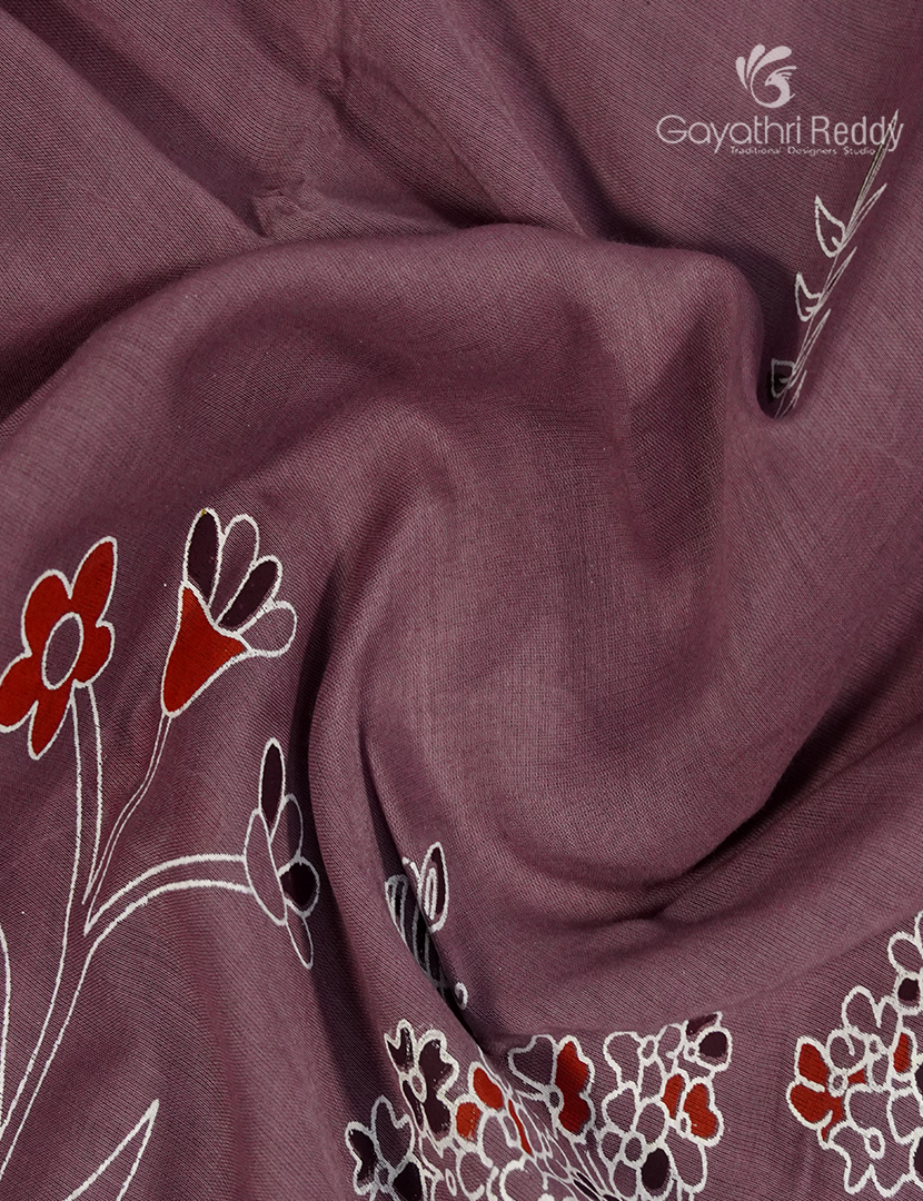 Pure MulMul Cotton Saree in Mauve Pink