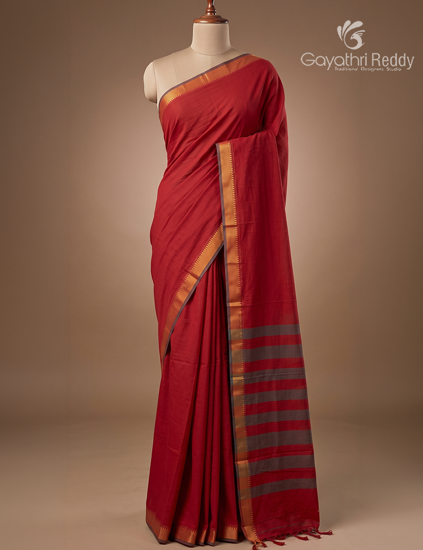 Pure Narayanpet Cotton Saree in Red