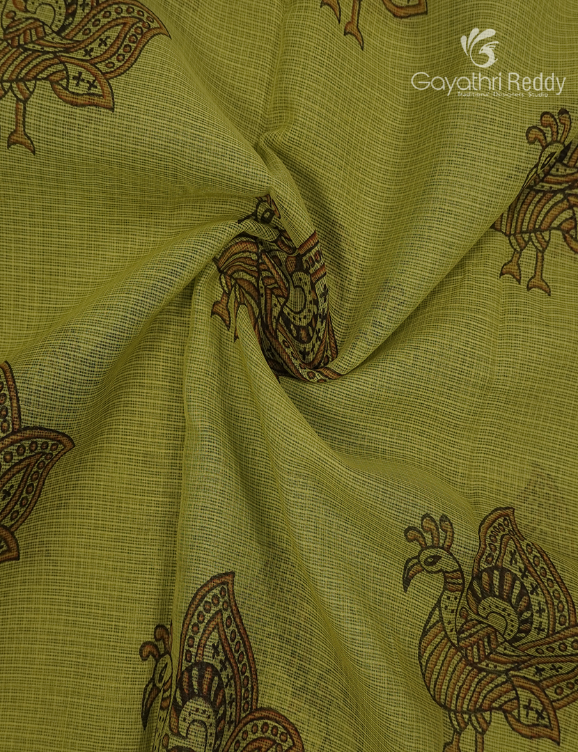 Premium Quality Cotton Kota Saree in Leaf Green and Black