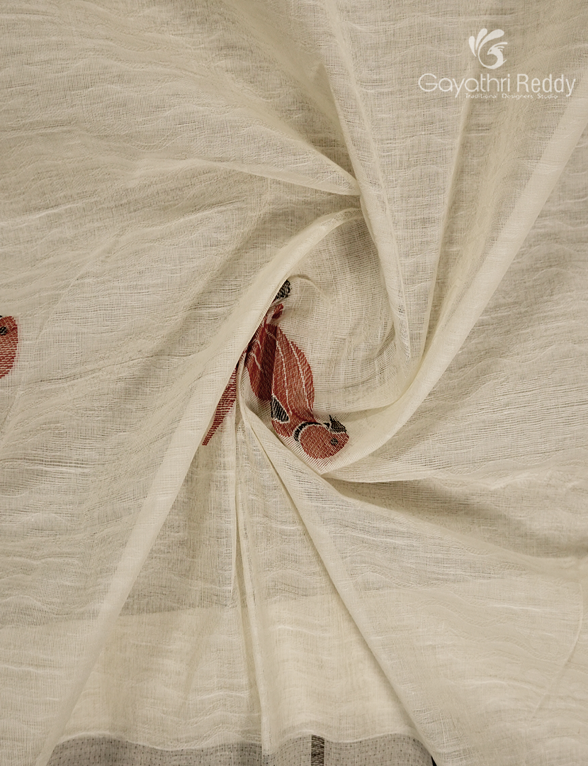 Pure Kanchi Cotton Saree in Off White