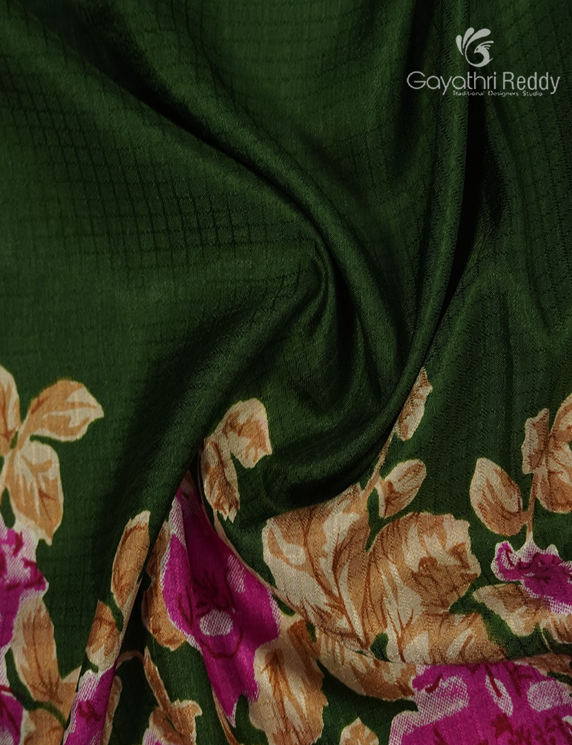 Semi Mysore Silk Saree in Bottle Green and Rani Pink