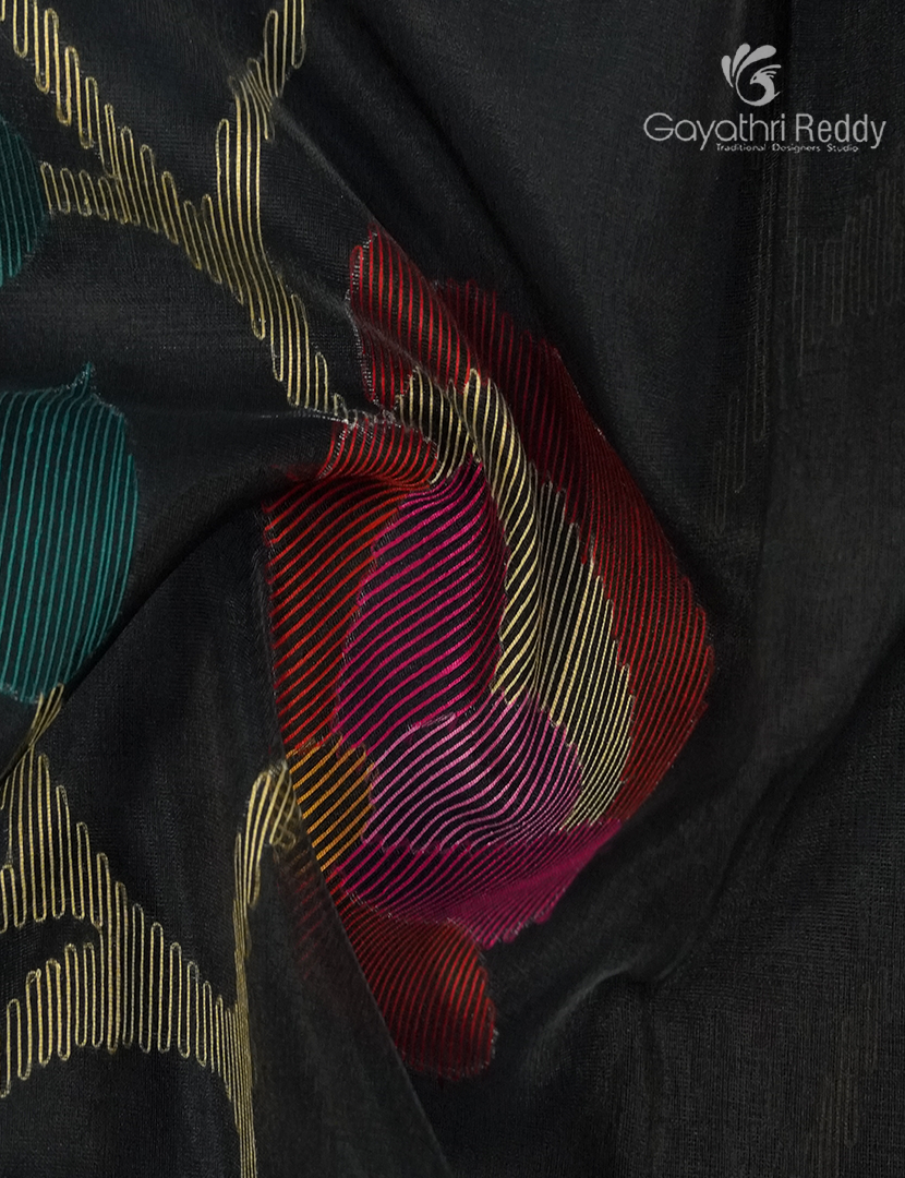 Pure Jamdani Kora Saree in Black