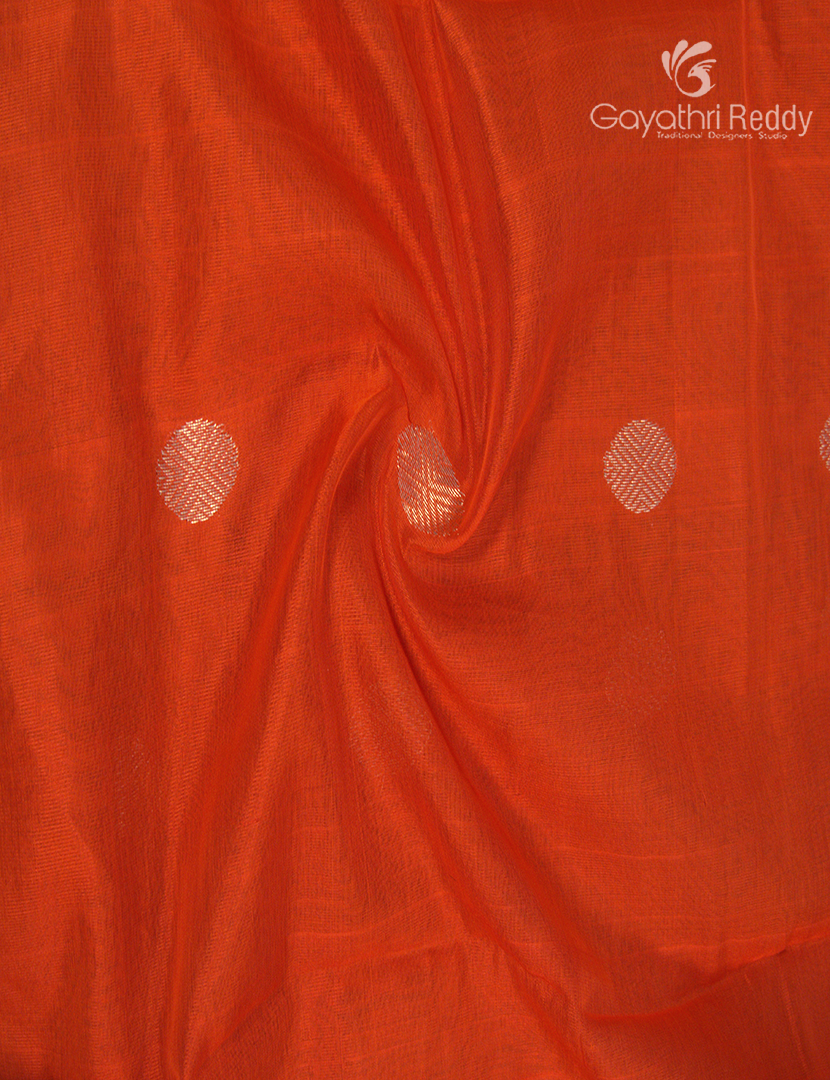 Pure Arani Sico Saree in Orange and Mango Green