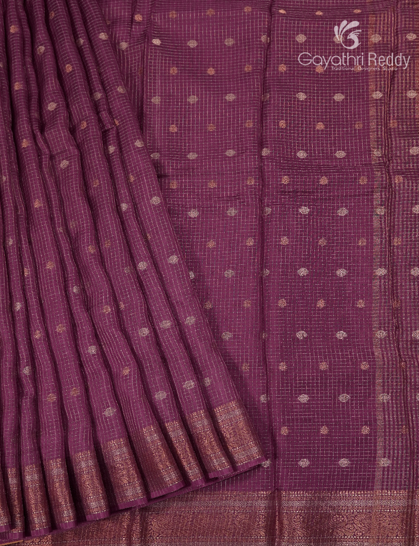 Semi Mysore Crepe Saree in Jamun