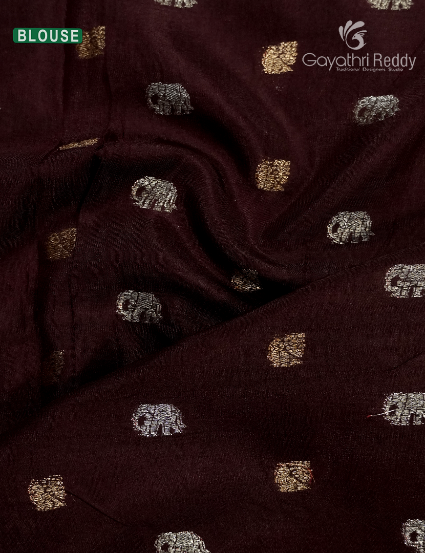 Semi Mysore Crepe Saree in Yellow and Brown