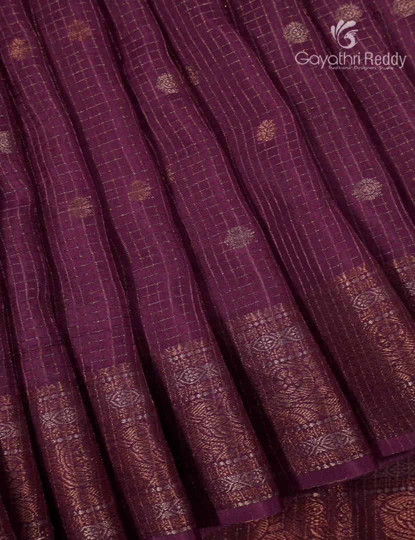 Semi Mysore Crepe Saree in Jamun