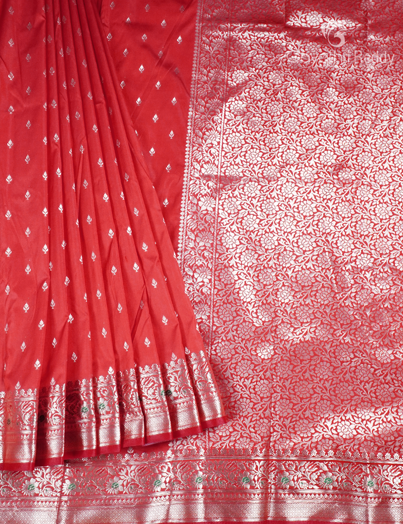 Semi Banaras Katan Silk Saree in Red