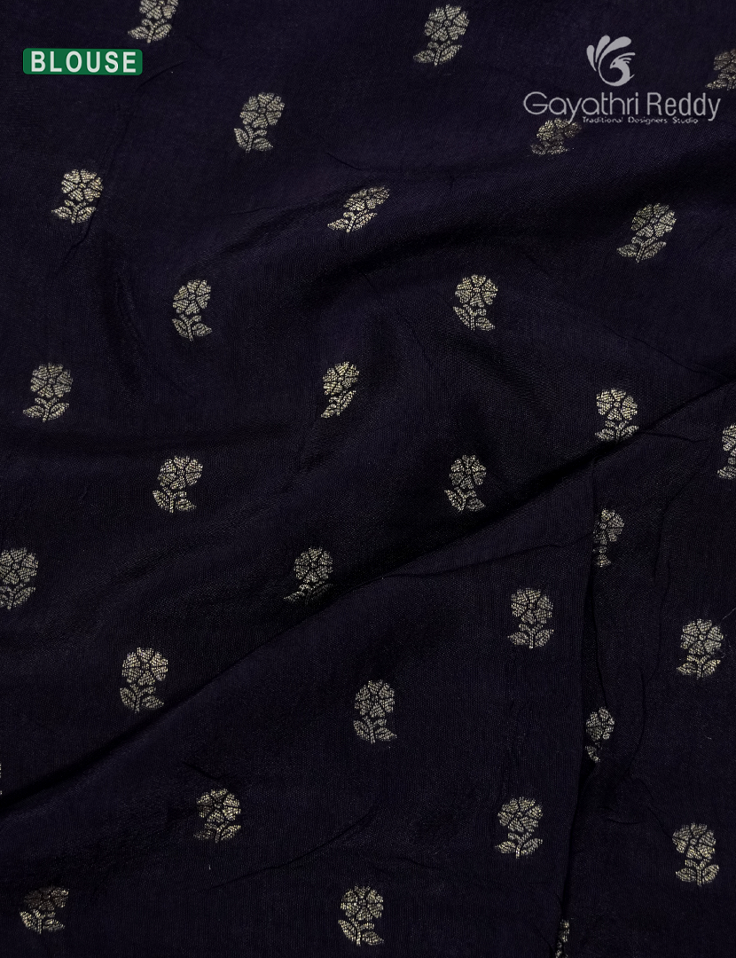 Semi Mysore Crepe Saree in Rani Pink and Black