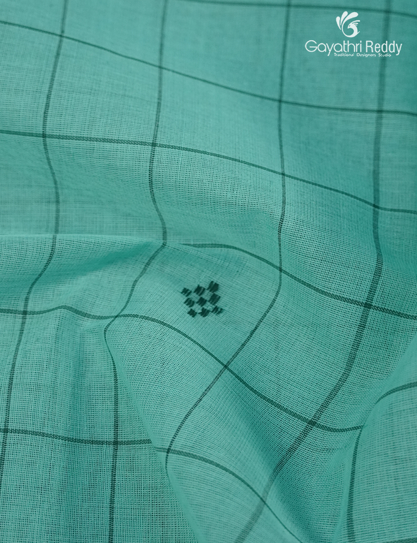 Pure Kanchi Cotton Saree in Sea green and Deep Green