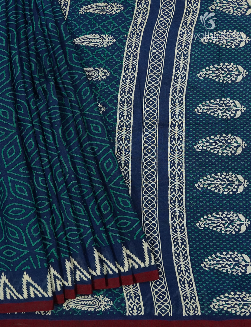 Vidharbha Cotton Saree in Indigo Blue