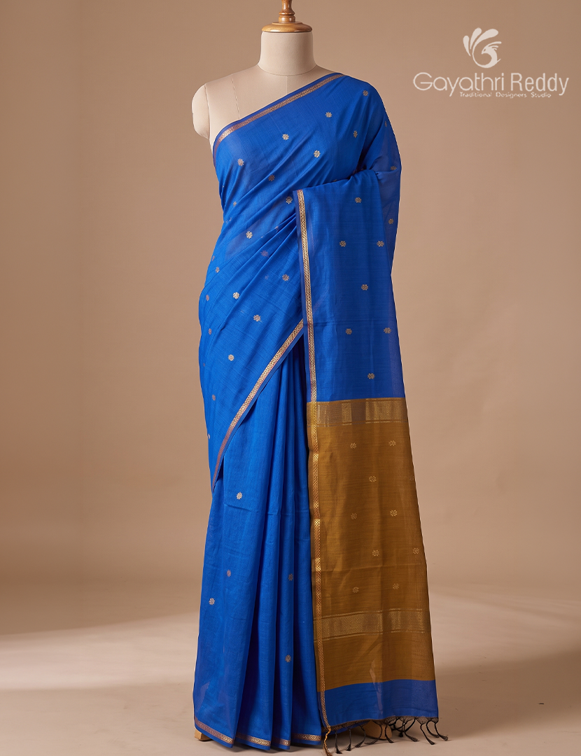 Sico Saree in Persian Blue and Mustard
