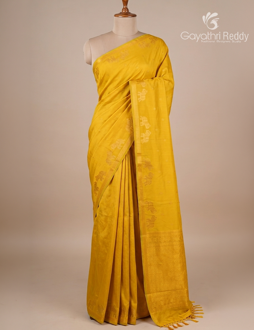 Semi Kanchipuram Art Silk Saree in Dry Mehendi