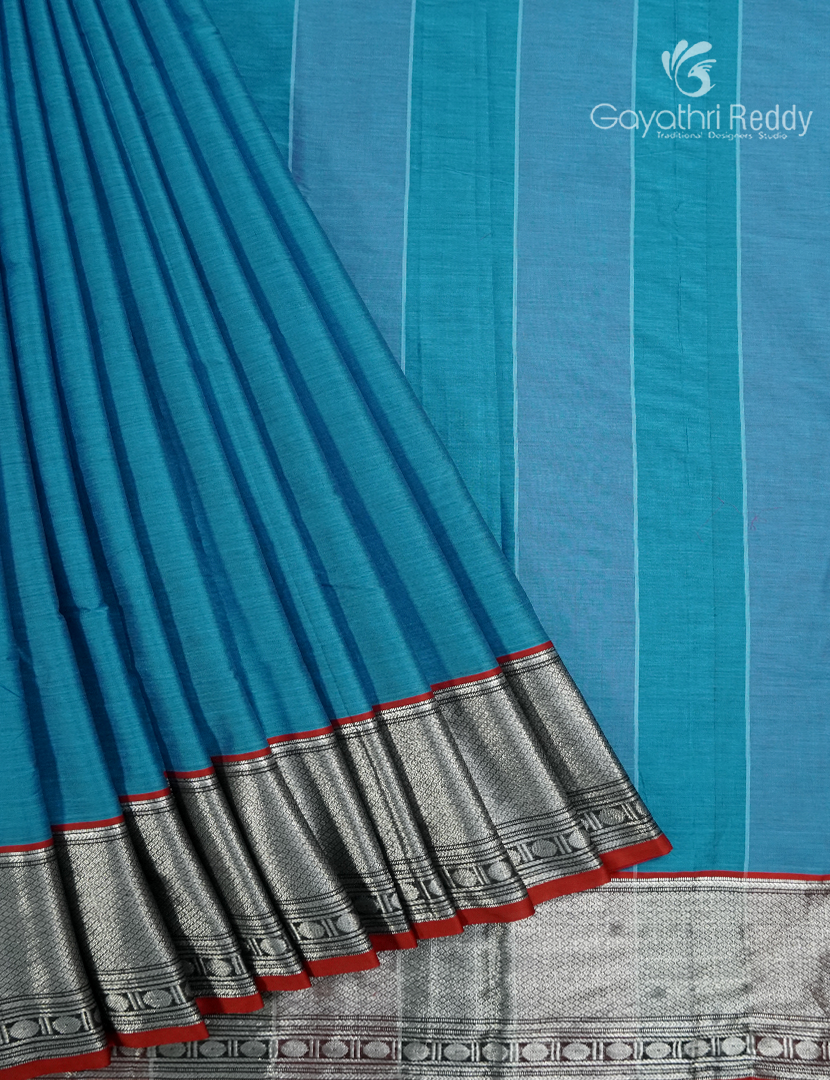 Pure Narayanpet Cotton Saree Peacock Blue