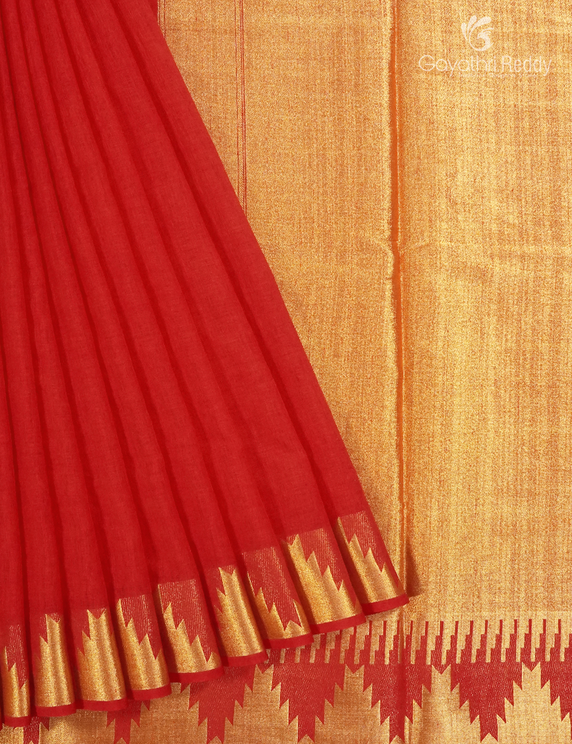 Semi Tussar Saree in Red